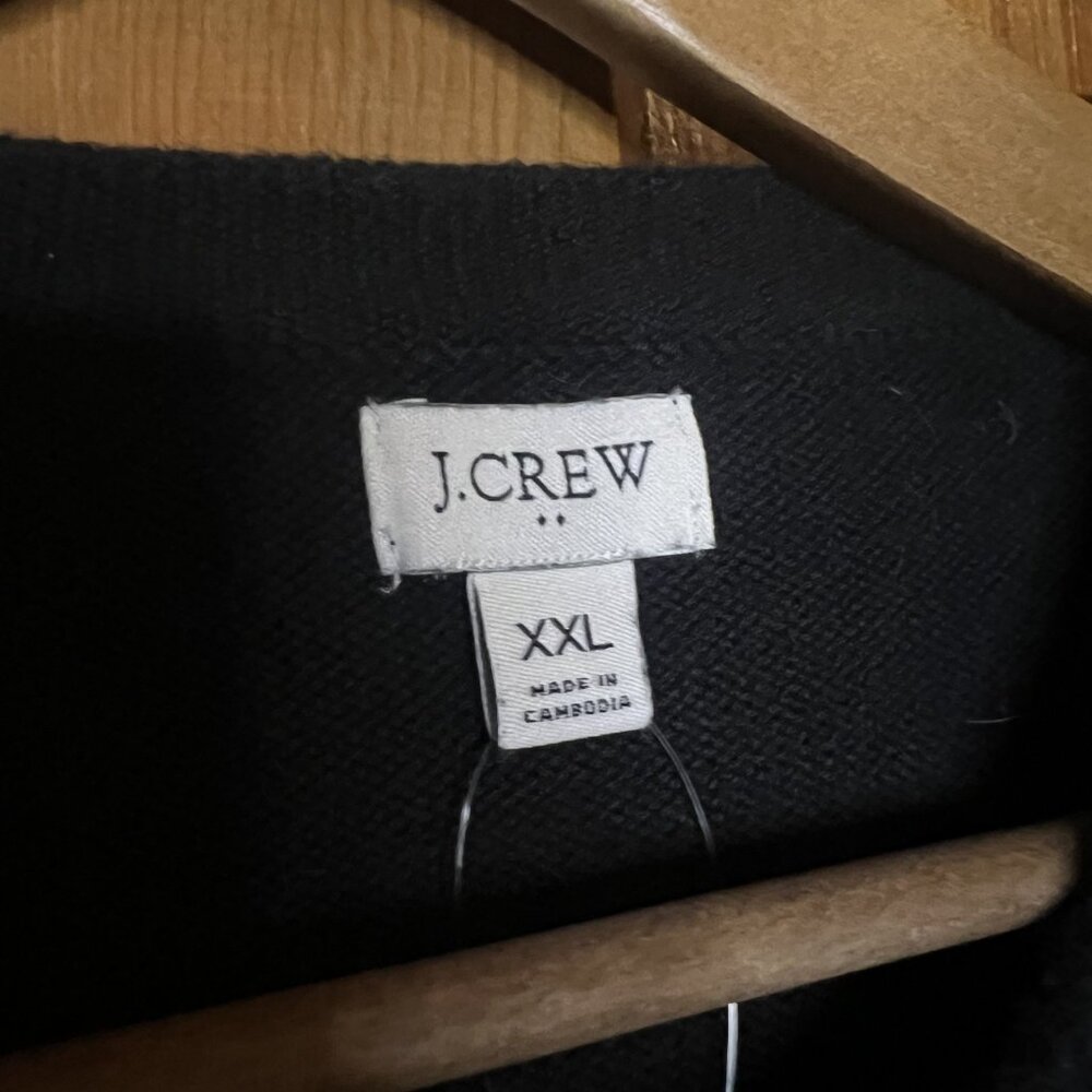 J.Crew Navy Blue Cotton Blend Cardigan Sweater Gold Crest Buttons XXL - Picture 7 of 9